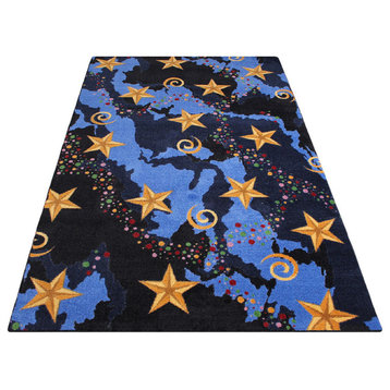 Area Rug Galaxy Starry Night Nylon Stainmaster Carpet, Galaxy Multi, 2'x3'