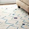 Hand-Tufted Bohemian Shags Spotted Moroccan Zigzag Rug, Blue, 5'x8'