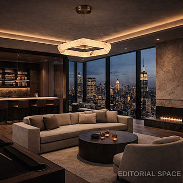 Luxury Alabaster Ring Chandelier for Modern Living Room Interior
