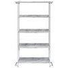 Visage Bookcase, White Printed Faux Marble and Chrome