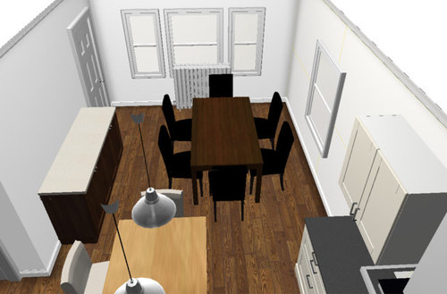 Help with dining room arrangement for 12x12 room?