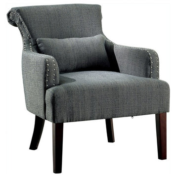 Furniture of America Gabe Contemporary Fabric Upholstered Accent Chair in Gray