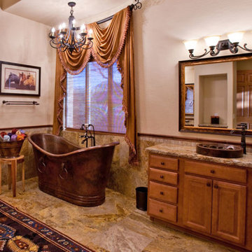 60" Hammered Copper Double Slipper Bathtub With Rings (BTDR60DB)