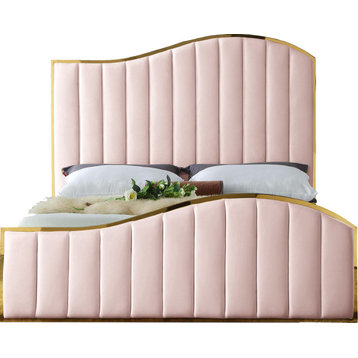 Jolie Velvet King Bed, Pink