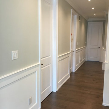 Toronto Home, hallway crown moulding & wainscoting