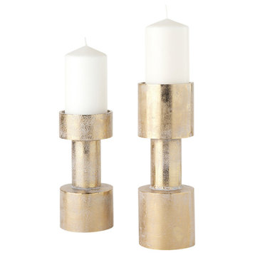 Bolton Gold Metal Table Candle Holders, 2-Piece Set