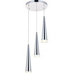 Elegant Lighting - Elegant Lighting 5201D12C Fantasia - 11.8" 15W 3 LED Pendant - Get lost in beautiful lights and sleek design with the Fantasia collection 3-light pendant lamp in a chrome finish. Its slim cylindrical design ensures a radiant light that will shine down and enlighten the room. With three grouped together, this pendant is perfect for any modern home, large or small.  Multi-sided with an unique appearance and distinctive lighting  Illumination comes from a dimmable, integrated LED bulb  Cylinder shaped glass shade  minimum hanging height is 20 inch; maximum hanging height is 92.56 inch  Adjustable 78 inch electric wire  Bulb wattage:5W; Max wattage:15W  Dry location rated  lighting, modern lights, chandelier, indoor lighting.   Kitchen/Living Room/Dining Room/Bar 1 Years  Clear  1200  20,000 Hours  Mounting Direction: Down  Canopy Included: Yes  Shade Included: Yes  Dimable: YesFantasia 11.8" 15W 3 LED Pendant Chrome Clear Glass *UL Approved: YES *Energy Star Qualified: n/a  *ADA Certified: n/a  *Number of Lights: Lamp: 3-*Wattage:5w LED bulb(s) *Bulb Included:Yes *Bulb Type:LED *Finish Type:Chrome