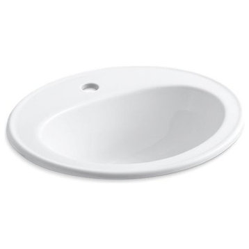 Kohler Pennington Drop-In Bathroom Sink with Single Faucet Hole, White
