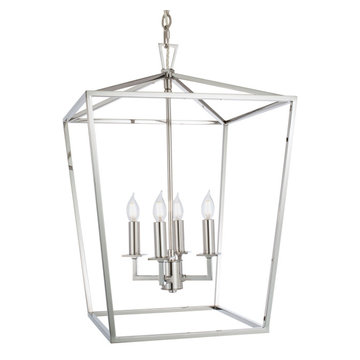 Norwell 1081-PN-NG Cage Medium Pendant Light. No Glass. Polished Nickel
