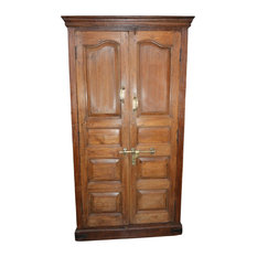 Mogul Interior - Consigned Antique Mogul Cabinet Rustic Teak Wood Armoire With Ample Storage - Armoires And Wardrobes