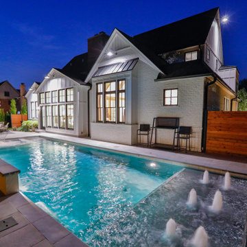Lemont, IL Rectilinear Pool with Interior Hot Tub