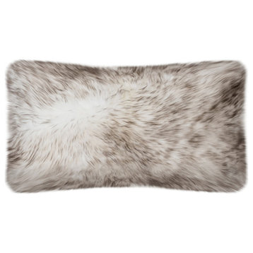 Rustic Sheepskin Double-Sided Pillow, Wolf Tip, 12"x22"