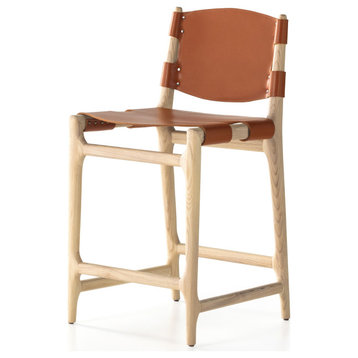 Joan Stool, Saddle Leather Blend, Counter