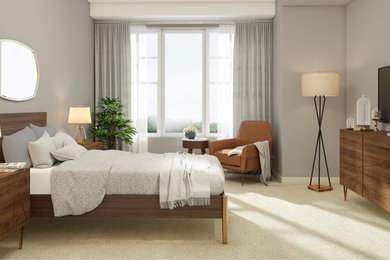 Mid-century modern bedroom for a multifamily development