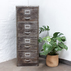 Maurizio Reclaimed Stripped & Distressed Vintage 1950s Steel 4 Drawer Cabinet - Filing Cabinets