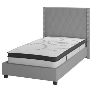 Flash Furniture Riverdale Twin Platform Bed Set, Light Gray, HG-BM10-41-GG