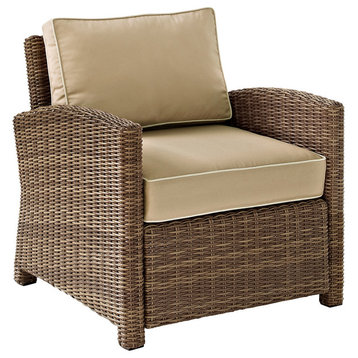 Bradenton Outdoor Wicker Arm Chair With Sand Cushions