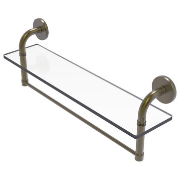 Remi 22" Glass Vanity Shelf with Towel Bar, Antique Brass