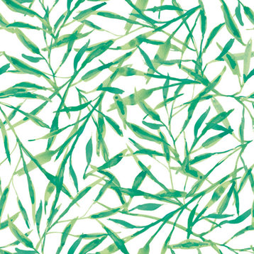 Watercolor Leaves Peel and Stick Wallpaper, 28 SQ.FT., Jade