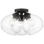 Livex Lighting - Catania 3 Light Black Semi-Flush - The Catania three light semi flush suspends simply and will adapt well in the hallway, bathroom, kitchen, small bedroom or by an entrance tastefully elevating your style. It is shown in a black finish with clear glass.