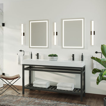 The Nova Bathroom Vanity, Black, 60", Double Sink, Freestanding