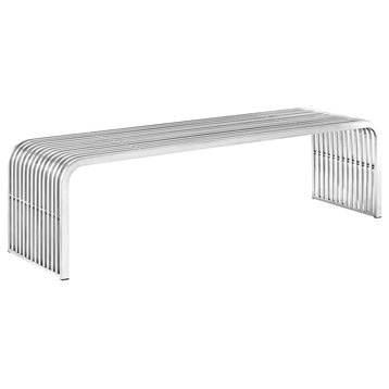 Pipe 60" Stainless Steel Bench, Silver