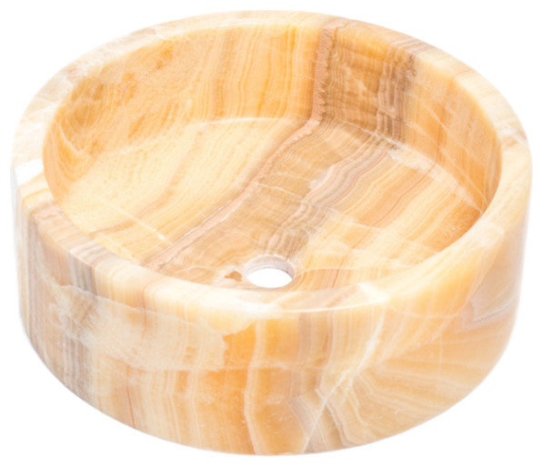 Natural Stone Vessel Bathroom Sink, Blizz Honey Onyx