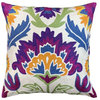 Suzani Bohemian Flower Ivory Decorative Pillow Cover Handembroidered Wool 18x18"