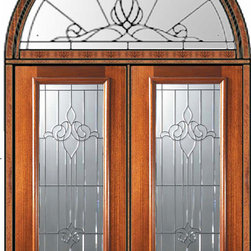 Prehung Transom Double Door 80 Mahogany Arlington Full Lite Glass - Front Doors