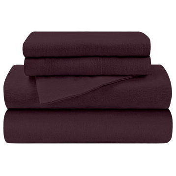 Traditional Flannel Deep Pocket Bed Sheet, Purple, King