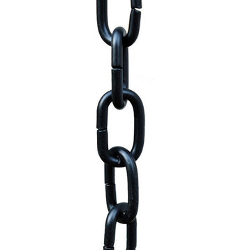 Black Large Aluminum Link Rain Chain With Installation Kit, 9'