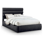 Meridian Furniture - Adam Upholstered Bed, Black, Queen, Chenille Fabric - Revealing the silky, soft Adam black chenille queen bed, showcasing deep channel tufting and a contemporary design to add a touch of modern elegance to your bedroom. Its fully slatted construction eliminates the need for a box spring, while the option to add additional panels allows you to customize the headboard height. Crafted for both style and durability, it becomes the centerpiece of your bedroom, creating a sophisticated and inviting atmosphere.