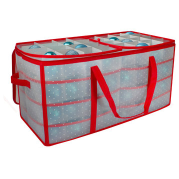 26.25" Transparent Zip Up Christmas Storage Box, Holds 128 Ornaments