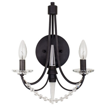 Brentwood 2 Light Wall Sconce, Carbon