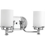 Progress Lighting - Glide 2-Light Bath - Let Glide's nautical-inspired bath and vanity collection bring elegance and a spa-like atmosphere into the home. Available in Brushed Nickel, Chrome or Rubbed Bronze, the oval-shaped opal glass sits upon a pedestal while offering a traditional or formal style. One- through four-light vanity options.