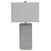 Benzara BM227558 Table Lamp, Faux Concrete Finish & Hardback Shade,S/2