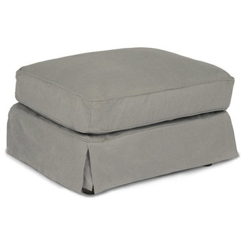 Sunset Trading Americana Box Cushion Fabric Slipcovered Ottoman in Gray