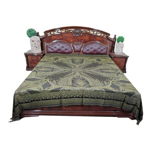 Mogul Interior - Pashmina Bedspread Reversible Wool Indian Bedding - Quilts And Quilt Sets