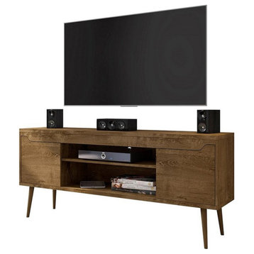 Manhattan Comfort Bradley 4 Shelves Wood TV Stand for TVs up to 60" in Brown