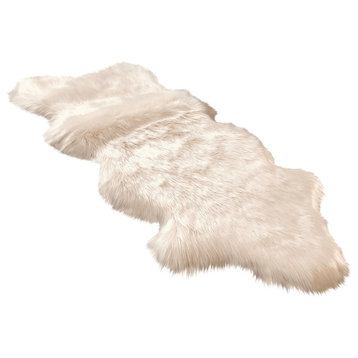Super Soft Faux Sheepskin Silky Shag Rug, White, 2'x4'