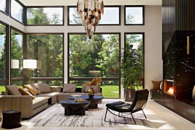 Trendy living room photo in Seattle