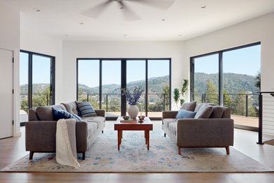 Example of a transitional living room design in San Francisco