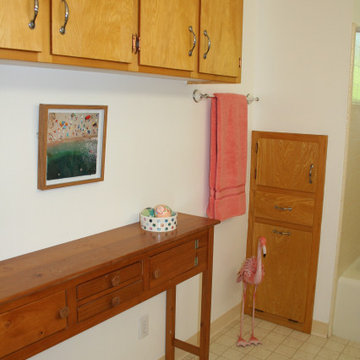 Guest bath after - cabinets & table