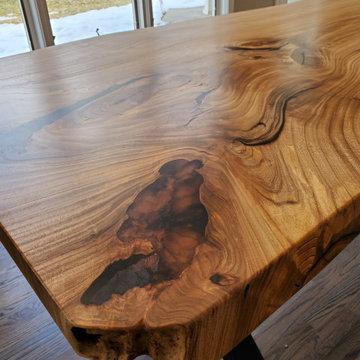 Elm Dining Table and Bench Closeup Resin Detail