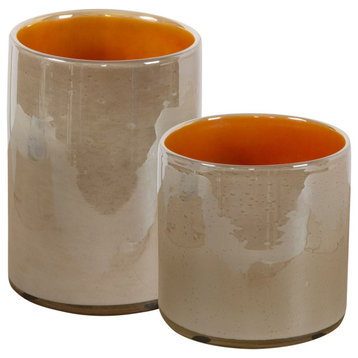 Uttermost Tangelo Beige Orange Vases, Set of 2