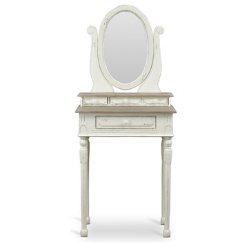 Anjou Traditional French Accent Dressing Table With Mirror
