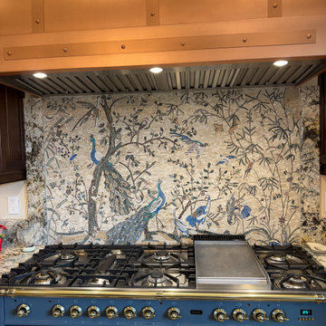 Exotic Kitchen Backsplash Mosaic a Dance of Peacocks and Birds