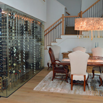 Manhattan Beach Glass Wine Cellar Built in a Dining Room