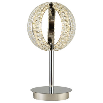 Chrome Metal LED Table Lamp With Clear Crystal