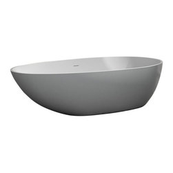 ADM Bathroom Design - ADM Oval Freestanding Bathtub, Matte White, 70" - Bathtubs